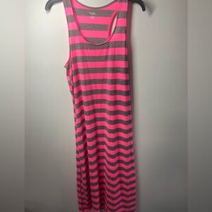 Vibrant Pink and Gray Striped Dress
